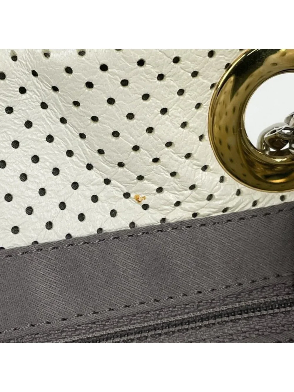 Chanel Shoulder Bag Perforated Leather White